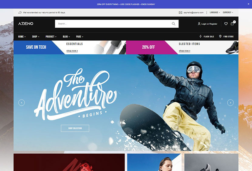 Azeno – Tema WooCommerce Toko Olahraga