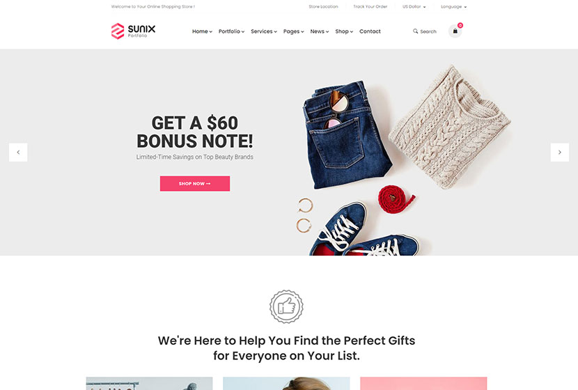 Sunix - 포트폴리오 및 WordPress 테마