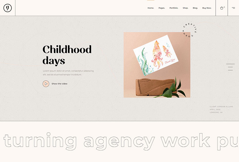 Gokha - 최소 포트폴리오 WordPress 테마