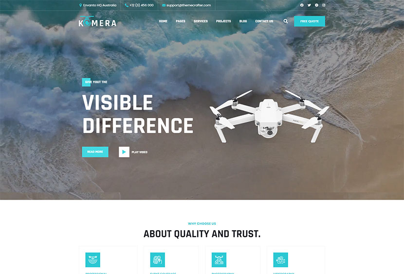 Kemera - 航空攝影和攝像 WordPress 主題