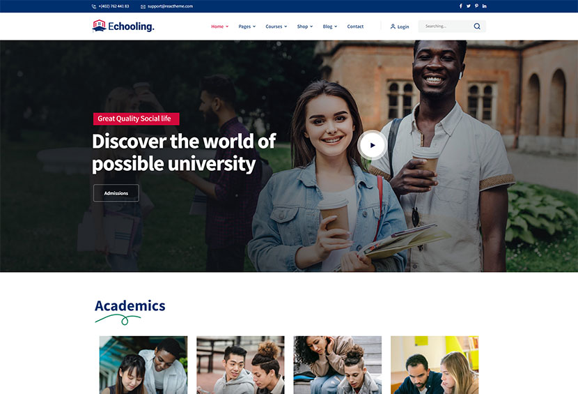 Echooling - Thème WordPress pour l'éducation