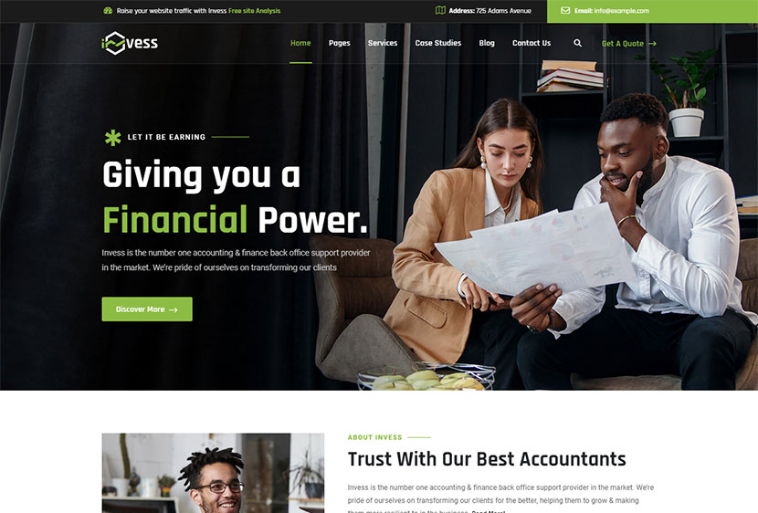 Invess - Thème WordPress pour le conseil en comptabilité et finance