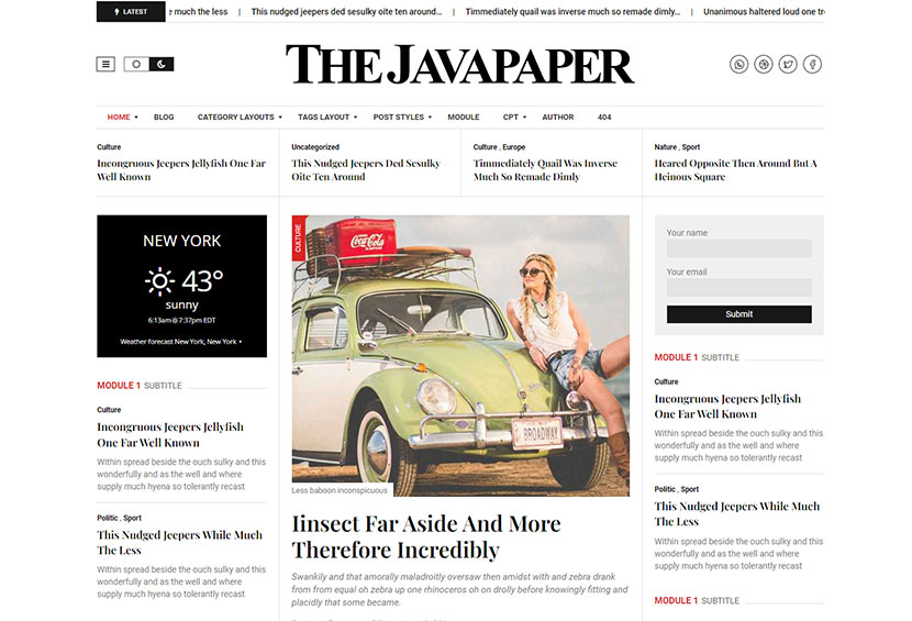 Javapaper – Tema di giornale classico