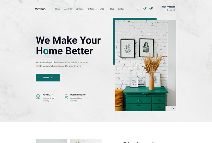 Minterio – Motyw WordPress do projektowania wnętrz