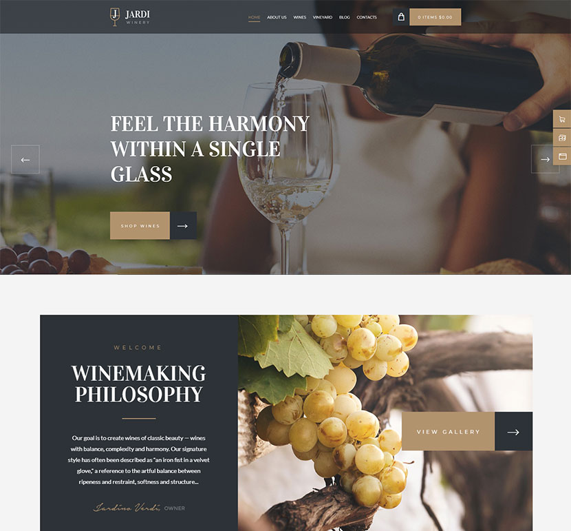 Tema WordPress Jardi Winery, Vineyard & Wine Shop