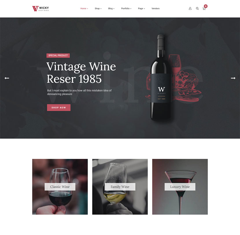 Wicky – Tema WooCommerce Toko Anggur
