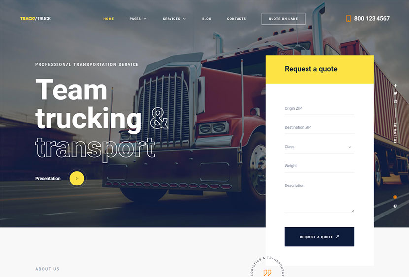 TrackTruck - 货运经纪和物流公司 WordPress 主题
