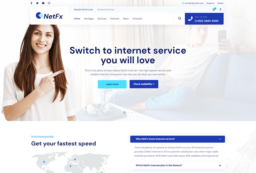 NetFx - インターネット サービス プロバイダーの WordPress テーマ