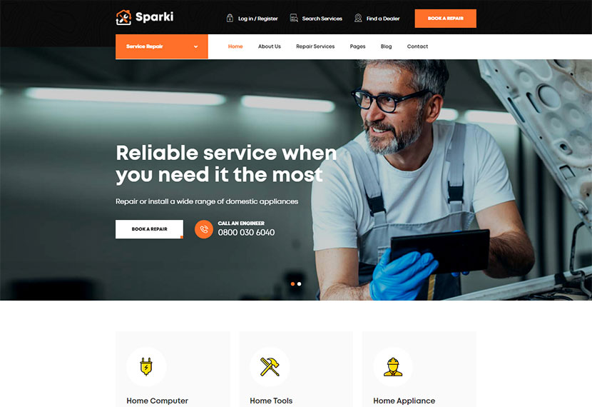 Sparki Service Repair WordPress テーマ