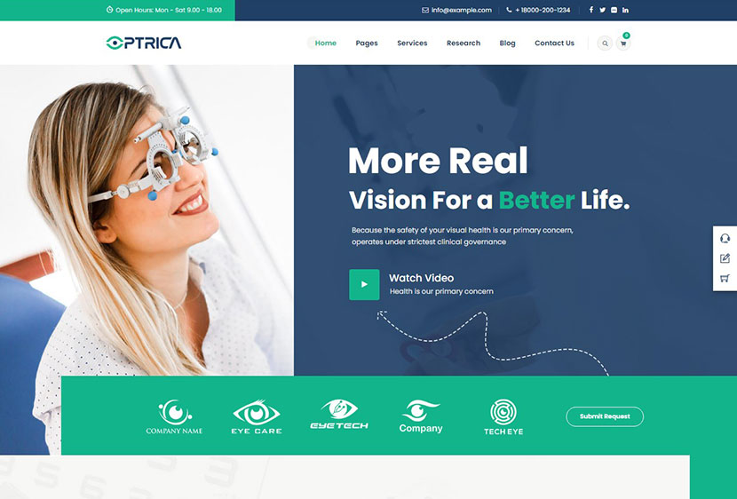 Optrica - Thème WordPress pour optométriste et soins oculaires