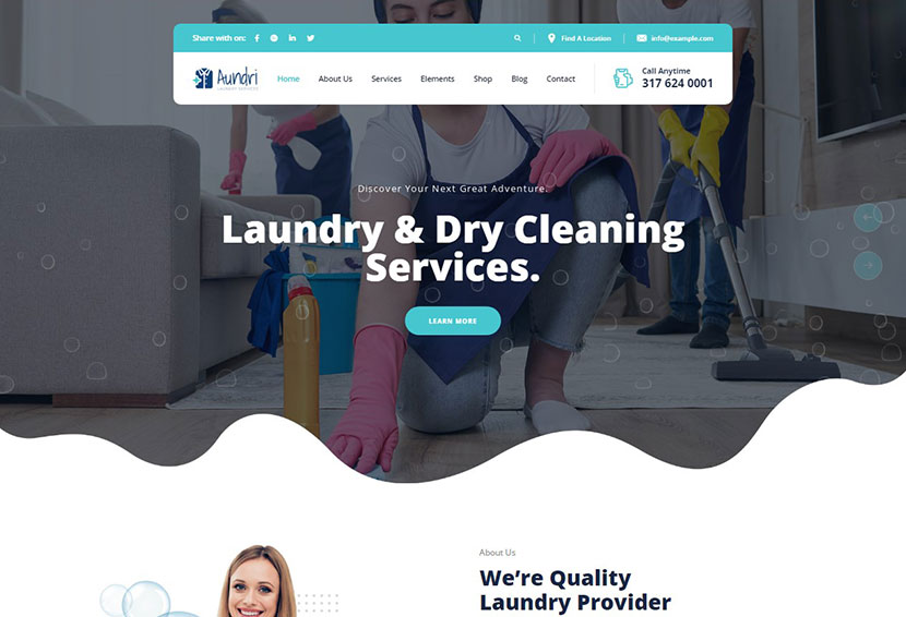 Aundri - Chemische Reinigungsdienste WordPress Theme + RTL