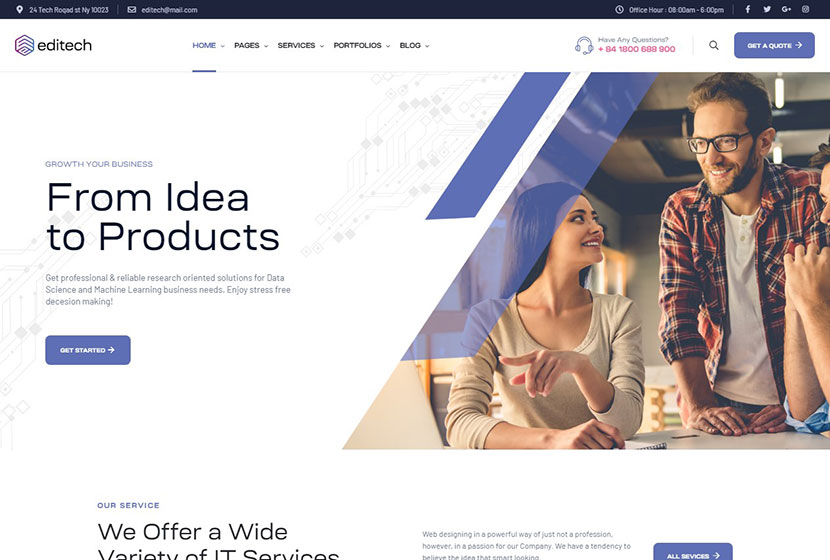 Editech - 企業、金融、IT ソリューション & ビジネスの WordPress テーマ