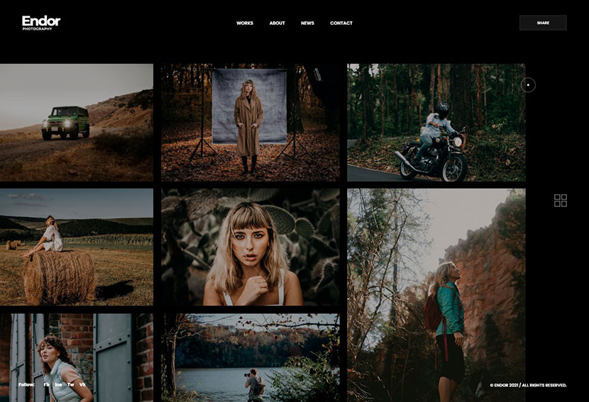 Endor - Tema WordPress de portfólio de fotografia criativa