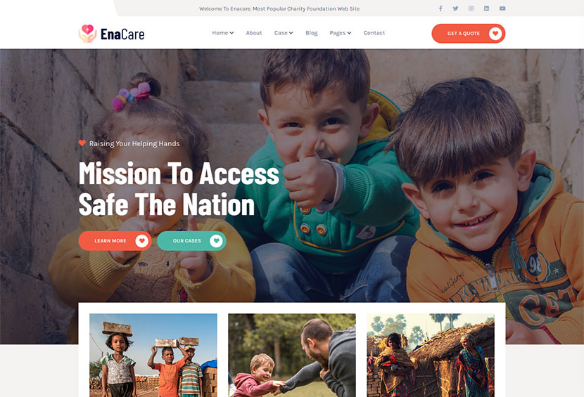 Enacare - Tema WordPress pentru Fundația nonprofit și de caritate