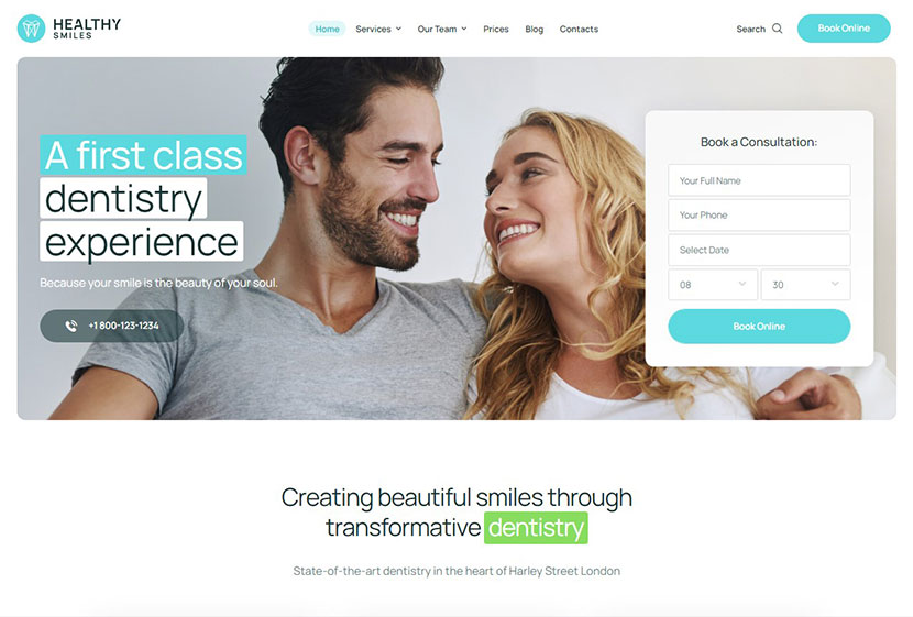 Healthy Smiles - Thème WordPress dentaire