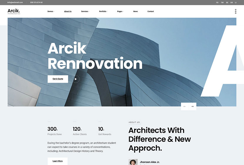 Arcik - 建築與室內 PSD 模板