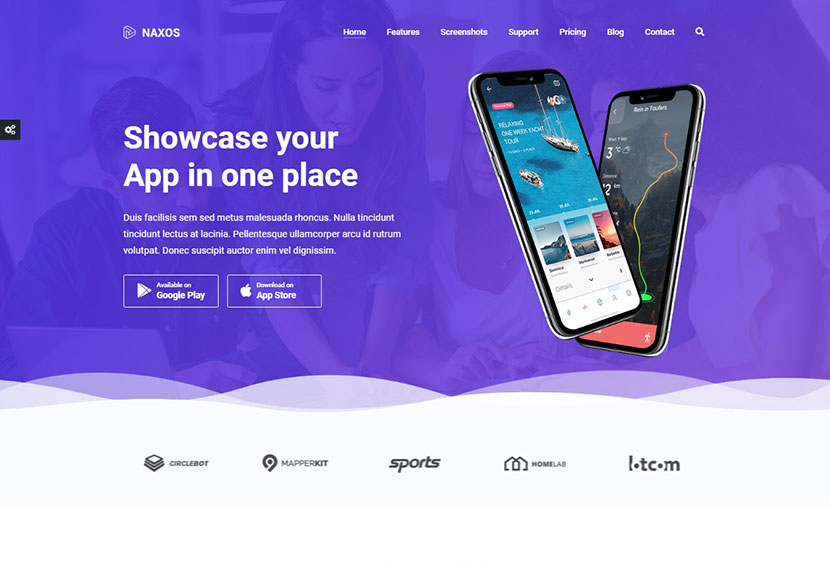 Naxos - Tema WordPress per la pagina di destinazione dell'app