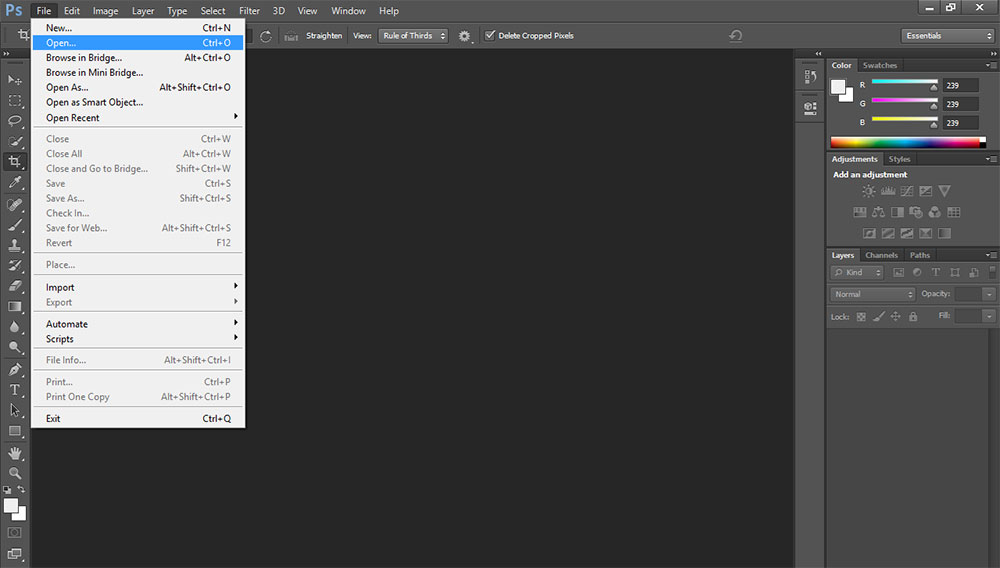 Photoshop aperto