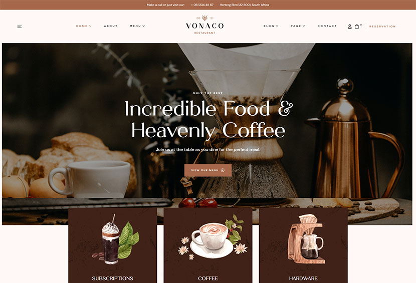 Vonaco - Tema WordPress per ristoranti e bar
