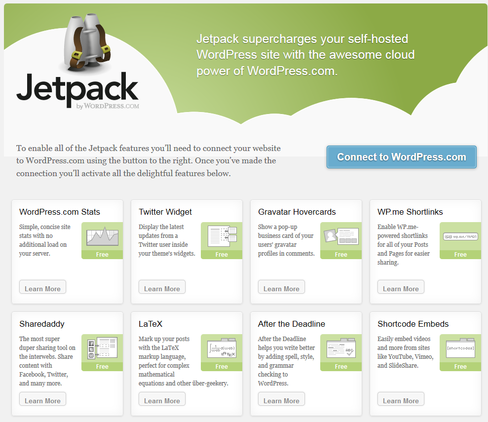 젯팩 1.1 사용자 인터페이스