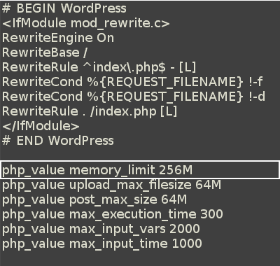 Cómo aumentar el límite de memoria de WordPress y cargar el tamaño máximo 5 Increase WP Memory Limit - HTACCESS