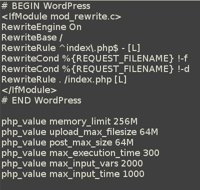 Cómo aumentar el límite de memoria de WordPress y cargar el tamaño máximo 21 WP System Status - Adjusting HTACCESS
