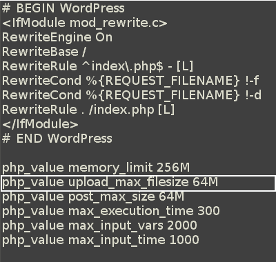 Cómo aumentar el límite de memoria de WordPress y cargar el tamaño máximo 8 Increase Upload Max Filesize - HTACCESS