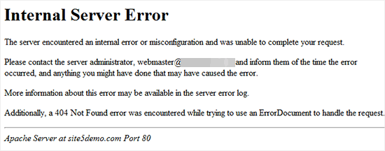 Come correggere 500 errori interni del server 3 500 Internal Server Error Example