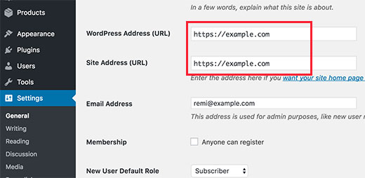 WordPress에서 전자 상거래 상점을 만드는 방법(2022) 4 wordpress website url settings