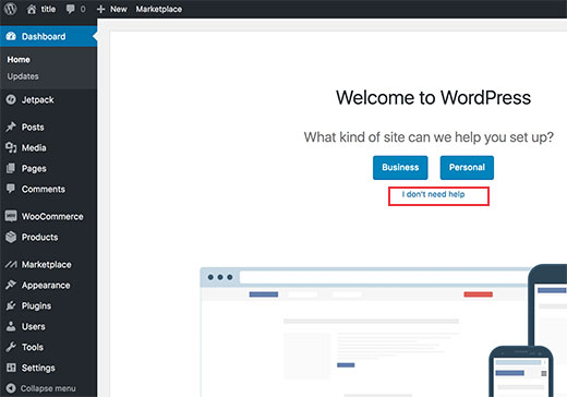 WordPress에서 전자 상거래 상점을 만드는 방법(2022) 3 wordpress home page setup notif