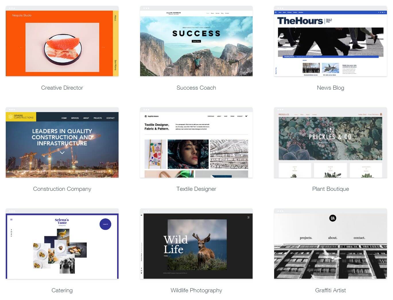 Guía definitiva de Wix vs WordPress 5 wix template selection example