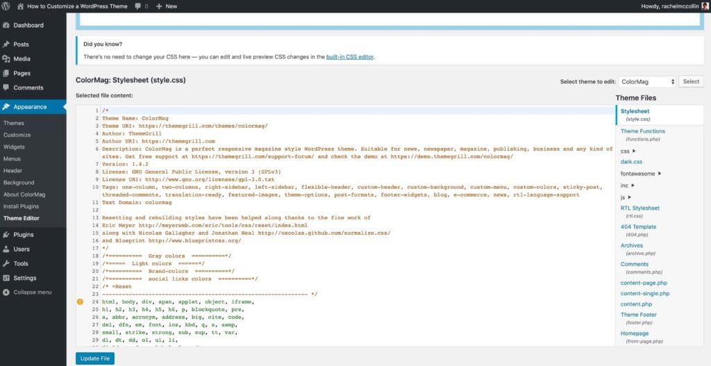 2022년에 테마를 완전히 사용자 정의하는 방법 5 WordPress Theme Editor