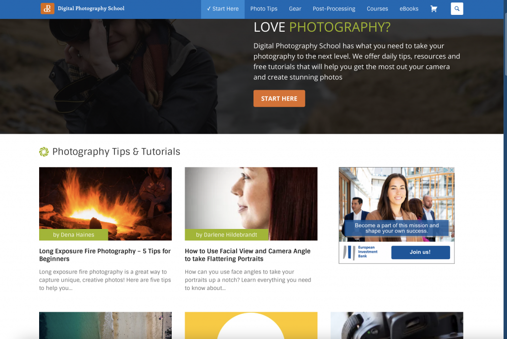 meilleurs endroits sur internet pour apprendre la photographie