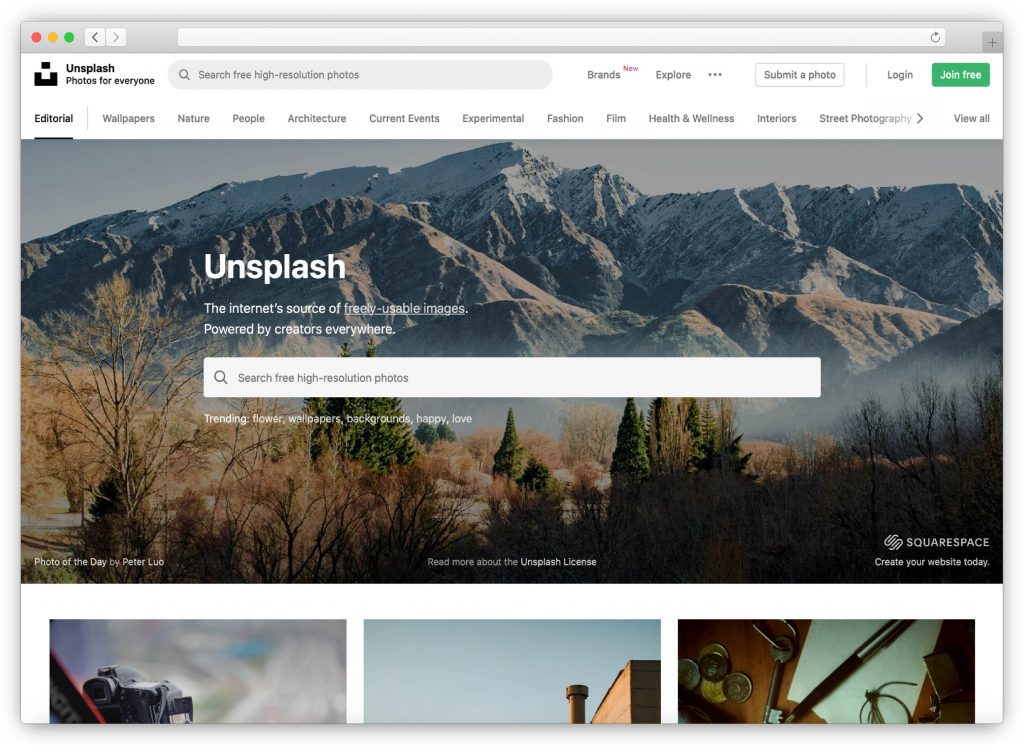 Unsplash - Stockfoto-Website