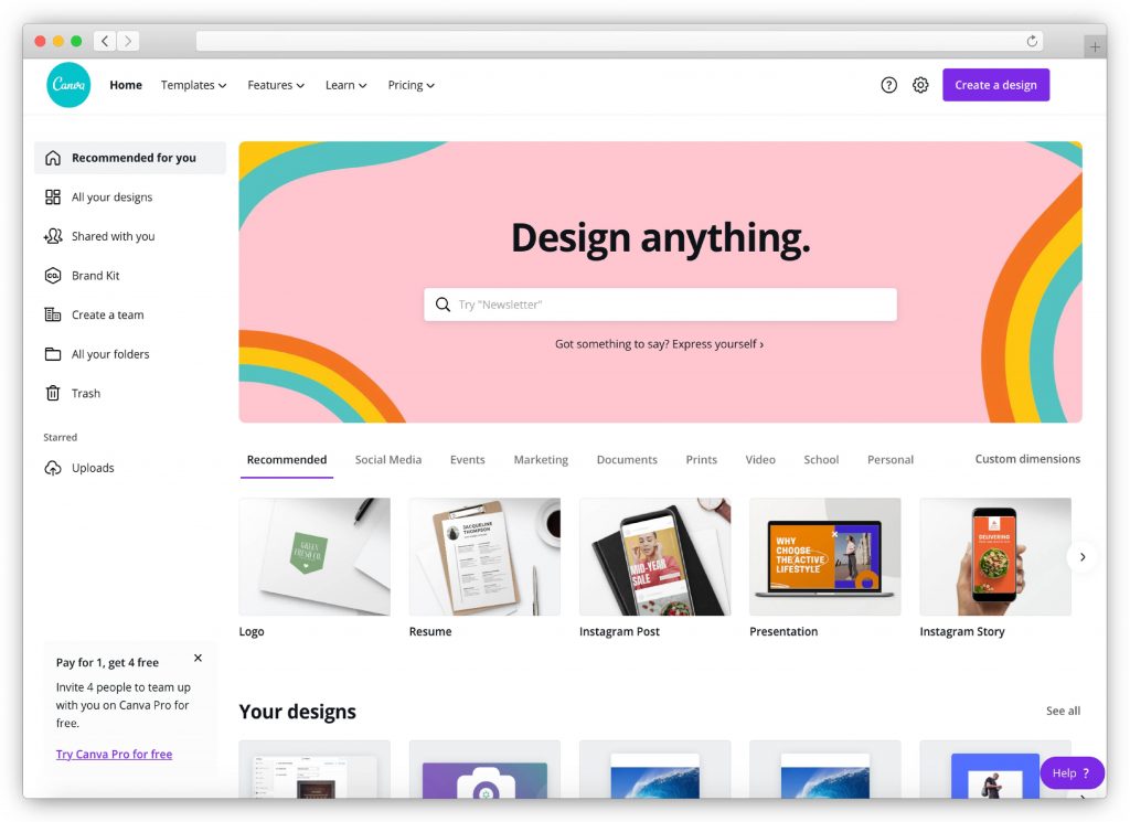 Canva - Website für Stockfotos