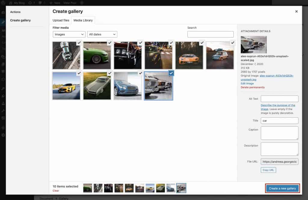 WordPress'te bir resim galerisi oluşturun