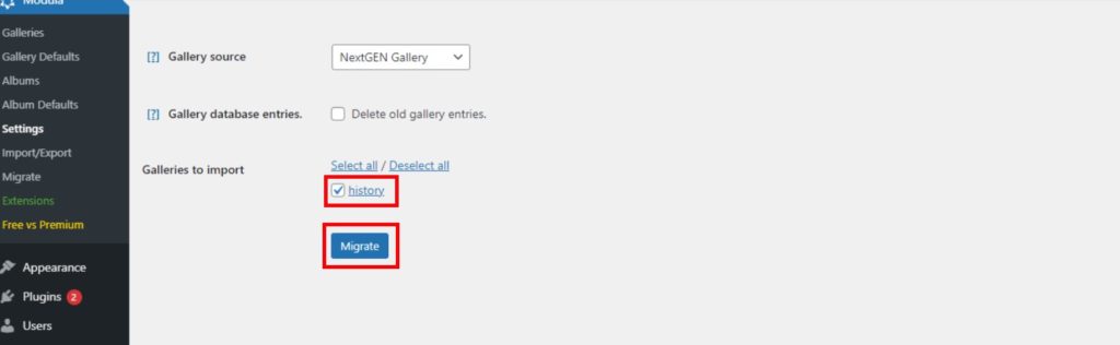 Migrieren Sie Ihre Galerie