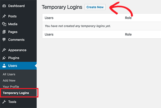 Crea un accesso temporaneo senza password