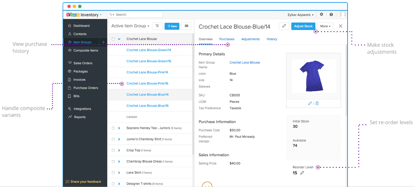 Zoho WooCommerce 在庫管理ダッシュボード