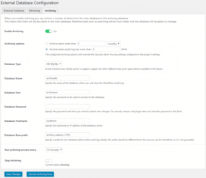 Database esterno del registro attività WP