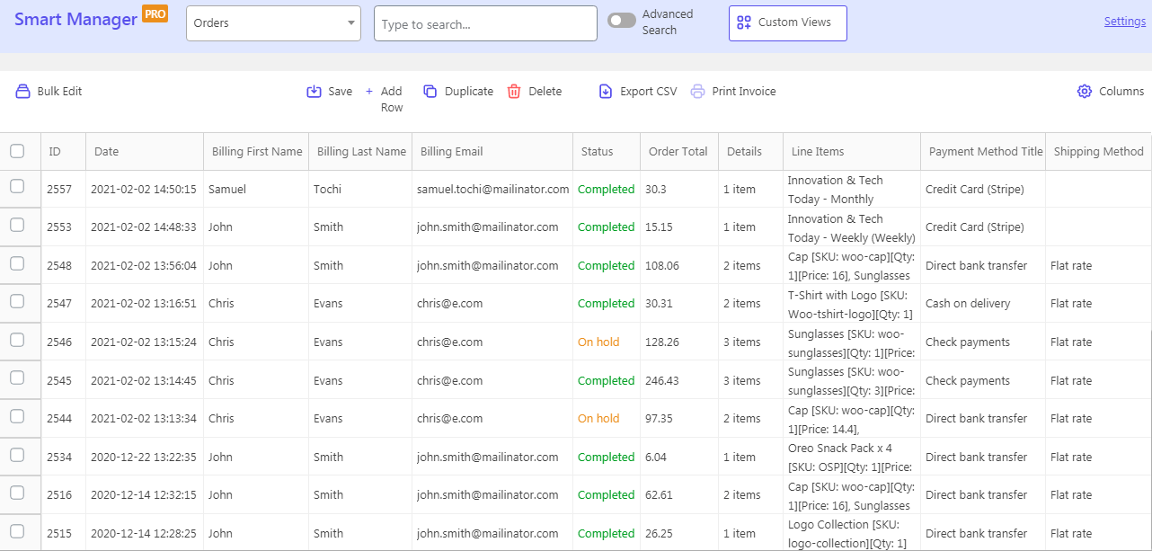 Pulpit nawigacyjny zamówień WooCommerce Smart Manager