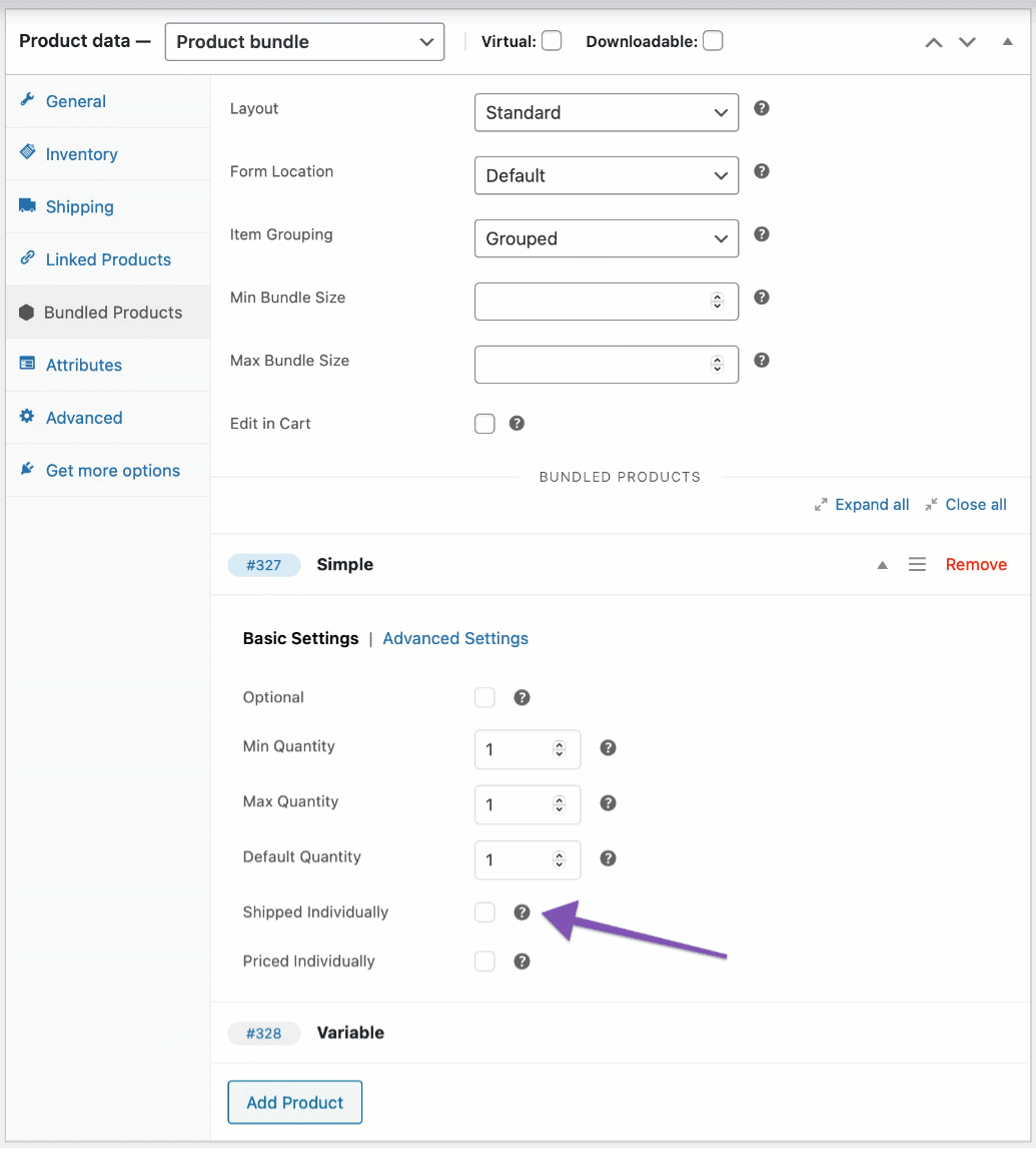 crea un pacchetto di prodotti WooCommerce