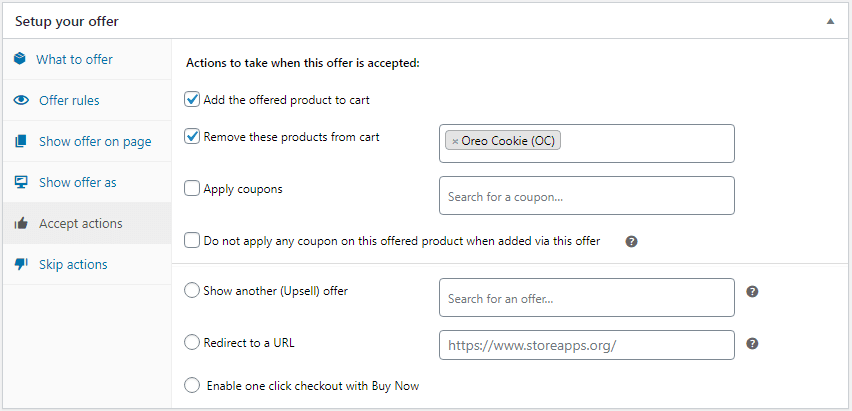 Imposta le regole se l'offerta in bundle è accettata