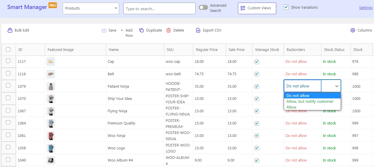 Smart Manager プラグインを使用した WooCommerce バックオーダー管理