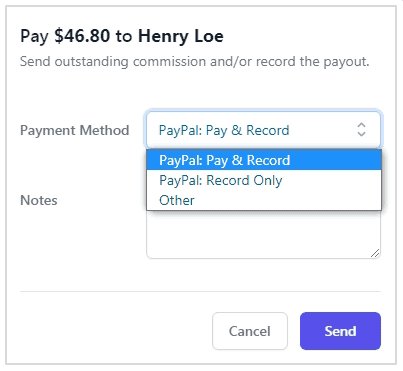 通过 PayPal 或手动支付联盟佣金