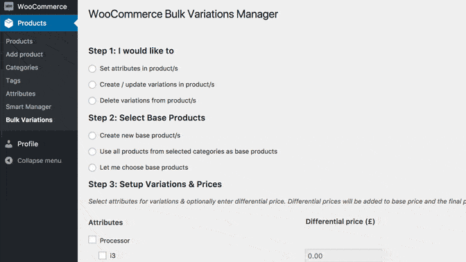 إدارة منتجات WooCommerce المتغيرة باستخدام Bulk Variations Manager