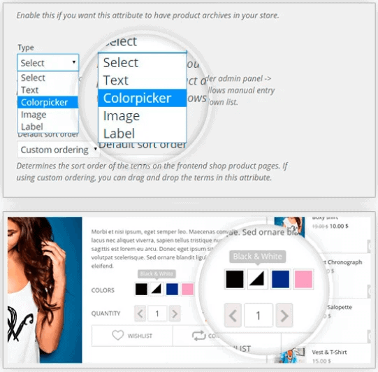 YITH WooCommerce Color And Label الاختلافات