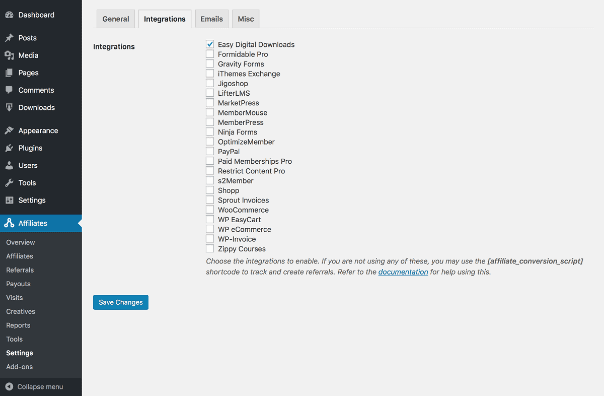 Integrari AffiliateWP