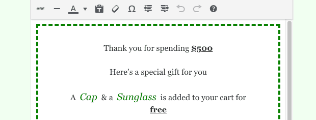 Aggiungi un messaggio coupon personalizzato