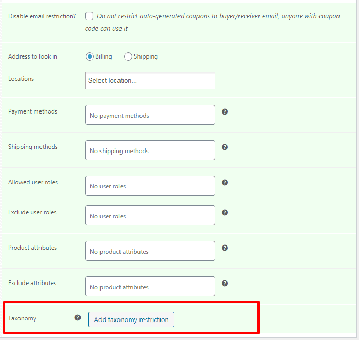 WooCommerce Smart Coupons fügen eine Taxonomiebeschränkung hinzu